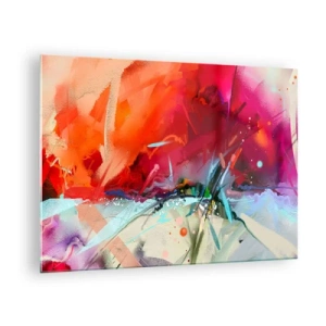 Glastavla - Bild på glas - En abstrakt explosion av färger och ljus i en dynamisk komposition. - 70x50cm - Ljus- och färgexplosion - Modern väggdekoration för vardagsrum och sovrum ARTTOR