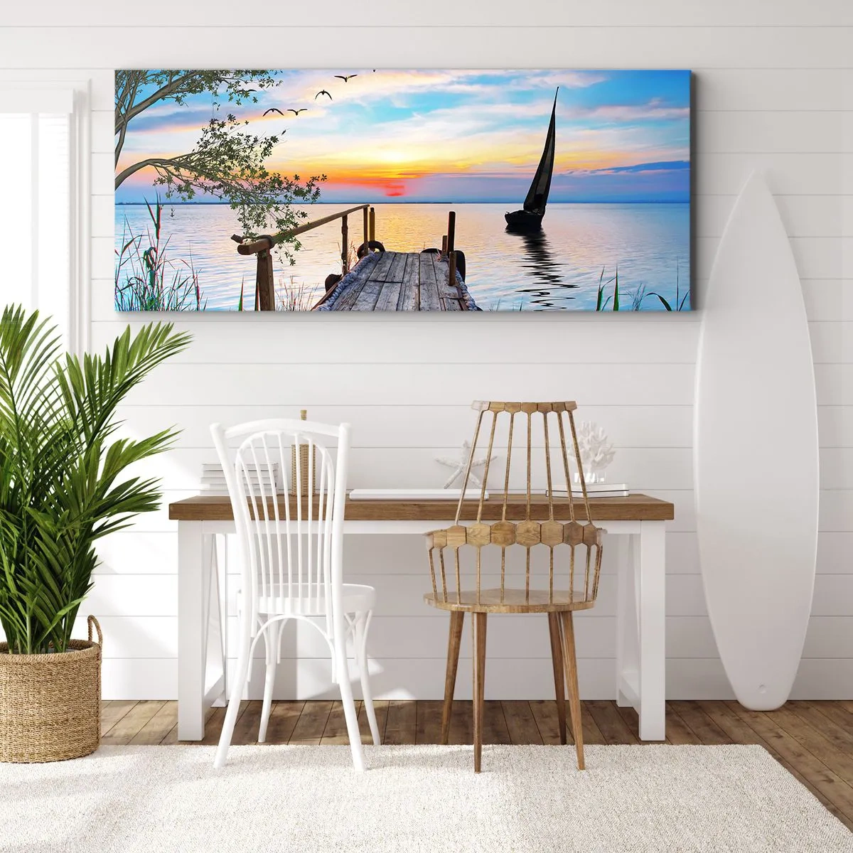 Canvastavla - Bild på duk - God kväll - 100x40 cm