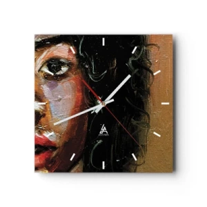 Väggklocka - Klocka på glas - Svärta och sken - 30x30 cm