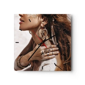 Väggklocka - Klocka på glas - Vilda strandens drottning - 30x30 cm