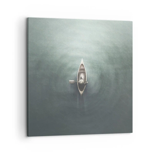 Canvastavla - Bild på duk - Över en månbelyst sjö - 50x50 cm