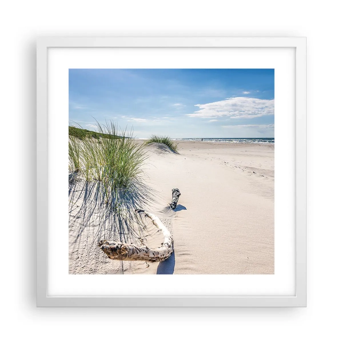 Affisch i vit ram - Vackrast? Östersjöstrand - 40x40 cm