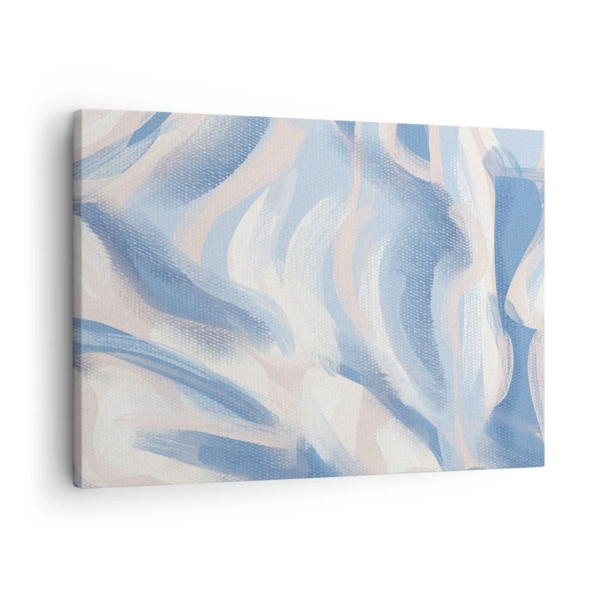 Canvastavla - Bild på duk - Abstrakta penseldrag i nyanser av blått och beige - 70x50cm - Blå krusningar - Modern väggdekoration för vardagsrum och sovrum ARTTOR