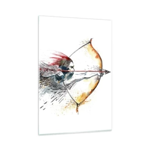 Glastavla - Bild på glas - Mytomspunnen kämpe med brinnande båge - 80x120 cm