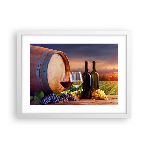 Affisch i vit ram - Här smakar livet - 40x30 cm