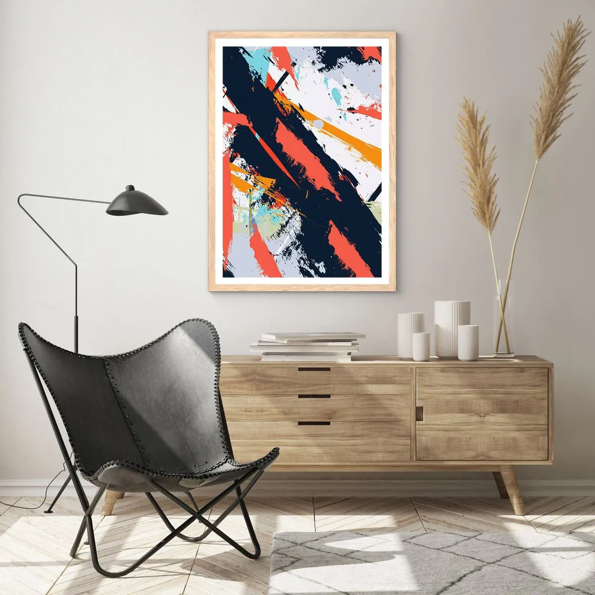 Affisch i ram av ljusek - Dynamisk komposition - 61x91 cm