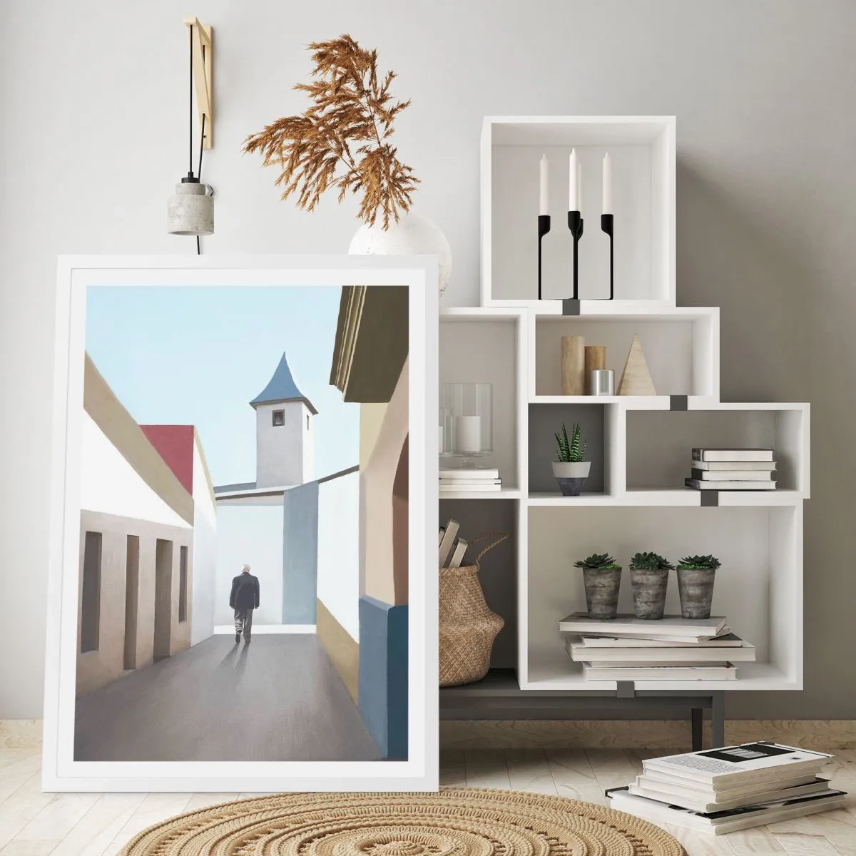 Affisch i vit ram - Solig promenad - 61x91 cm