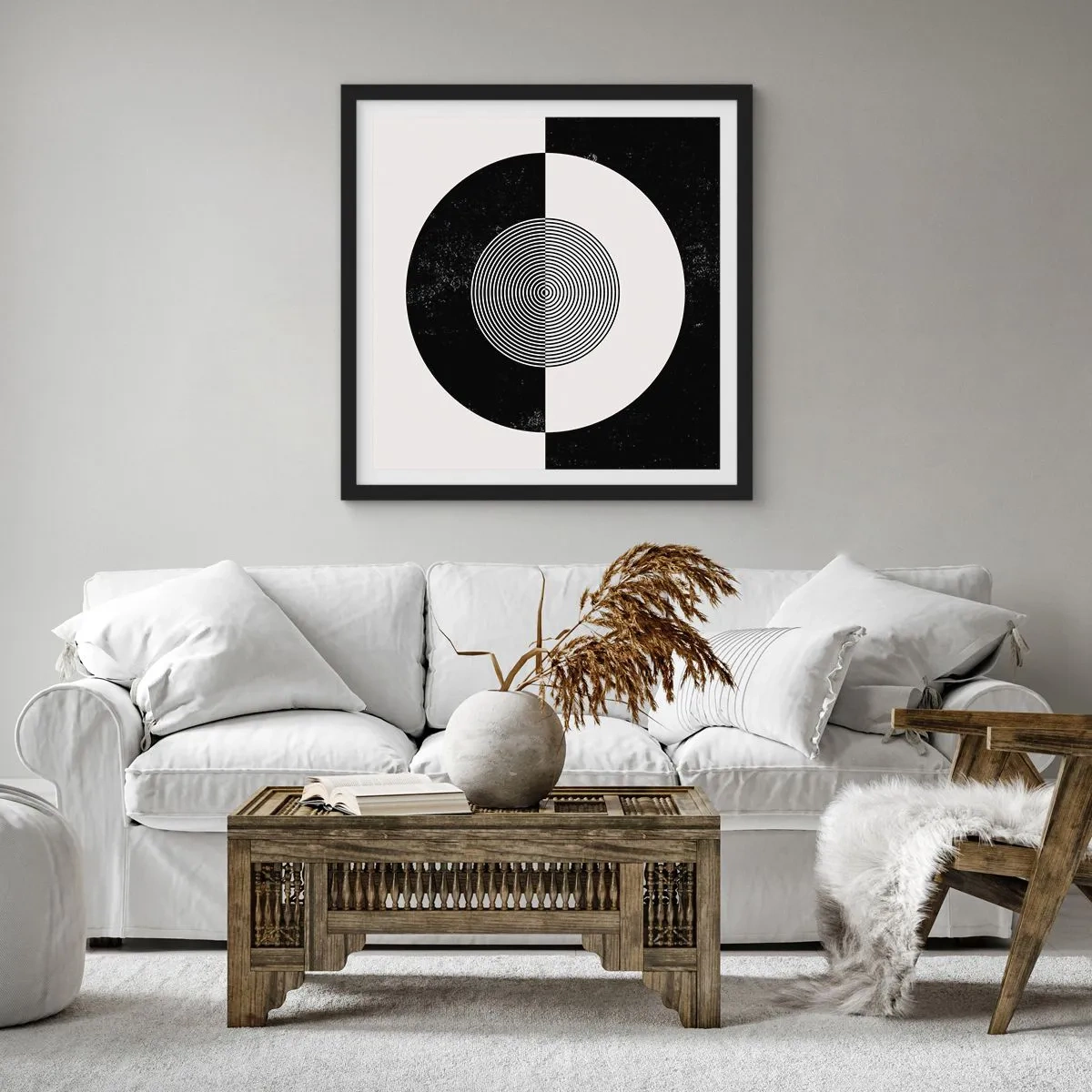 Affisch i svart ram - Harmoni i svart och vitt - 60x60 cm