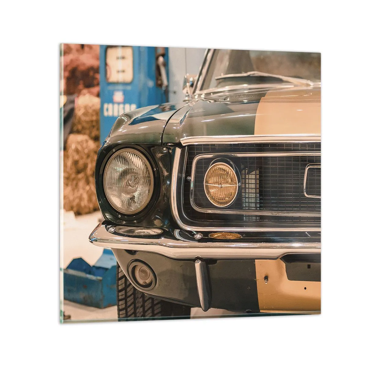 Glastavla - Bild på glas - Ett möte med legenden - 50x50 cm