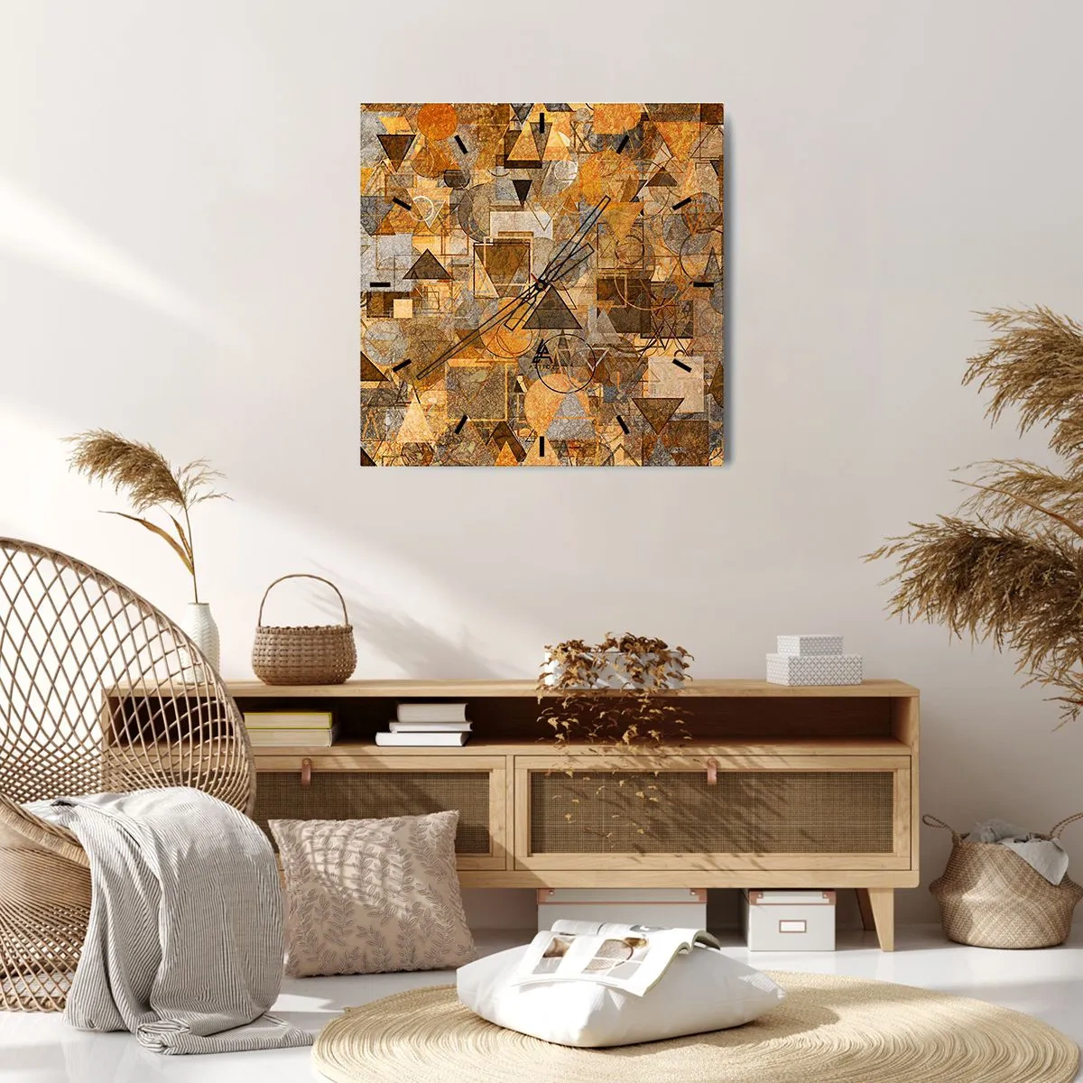 Väggklocka - Klocka på glas - Värld infattad i form - 40x40 cm