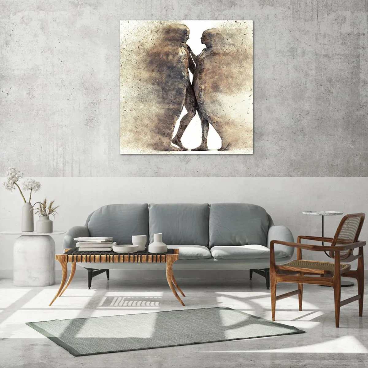 Glastavla - Bild på glas - Uppstådda ur aska för att älska - 60x60 cm