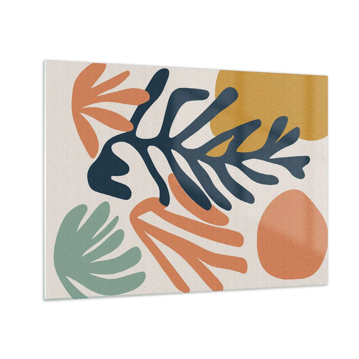 Glastavla - Bild på glas - Färgglad grafik med växt- och korallmotiv - 70x50cm - Korallhav - Modern väggdekoration för vardagsrum och sovrum ARTTOR