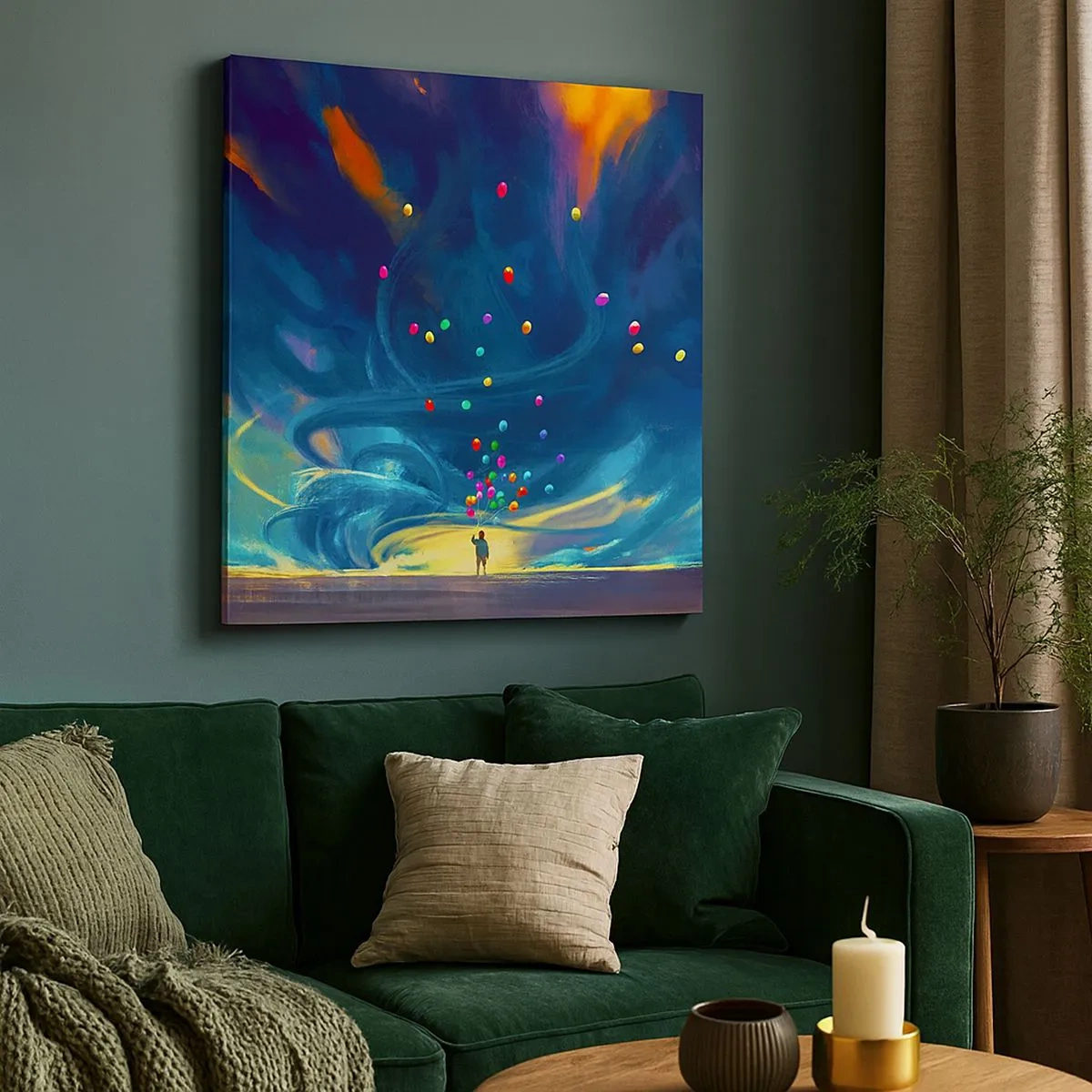 Canvastavla - Bild på duk - Blå vind - 30x30 cm