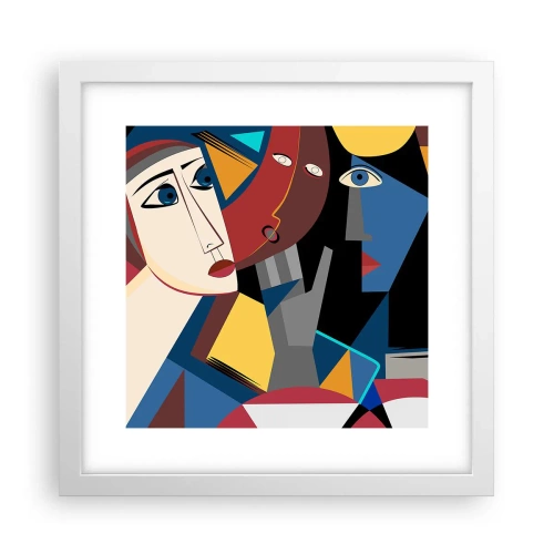 Affisch i vit ram - Kubistiskt samtal - 30x30 cm
