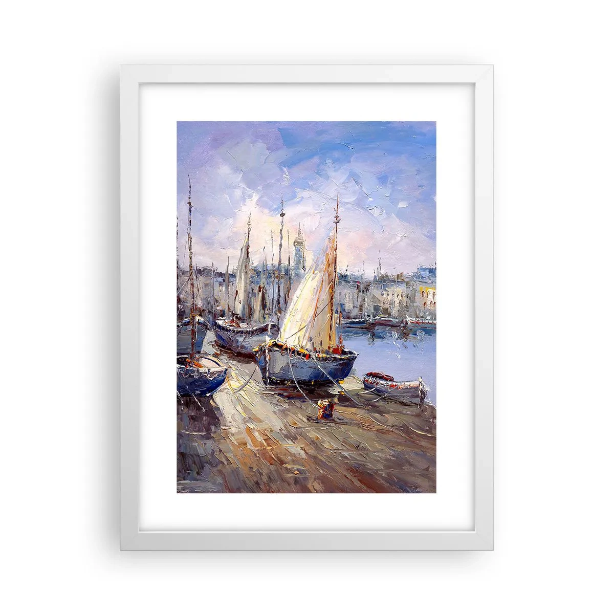 Affisch i vit ram - Stad vid viken - 30x40 cm