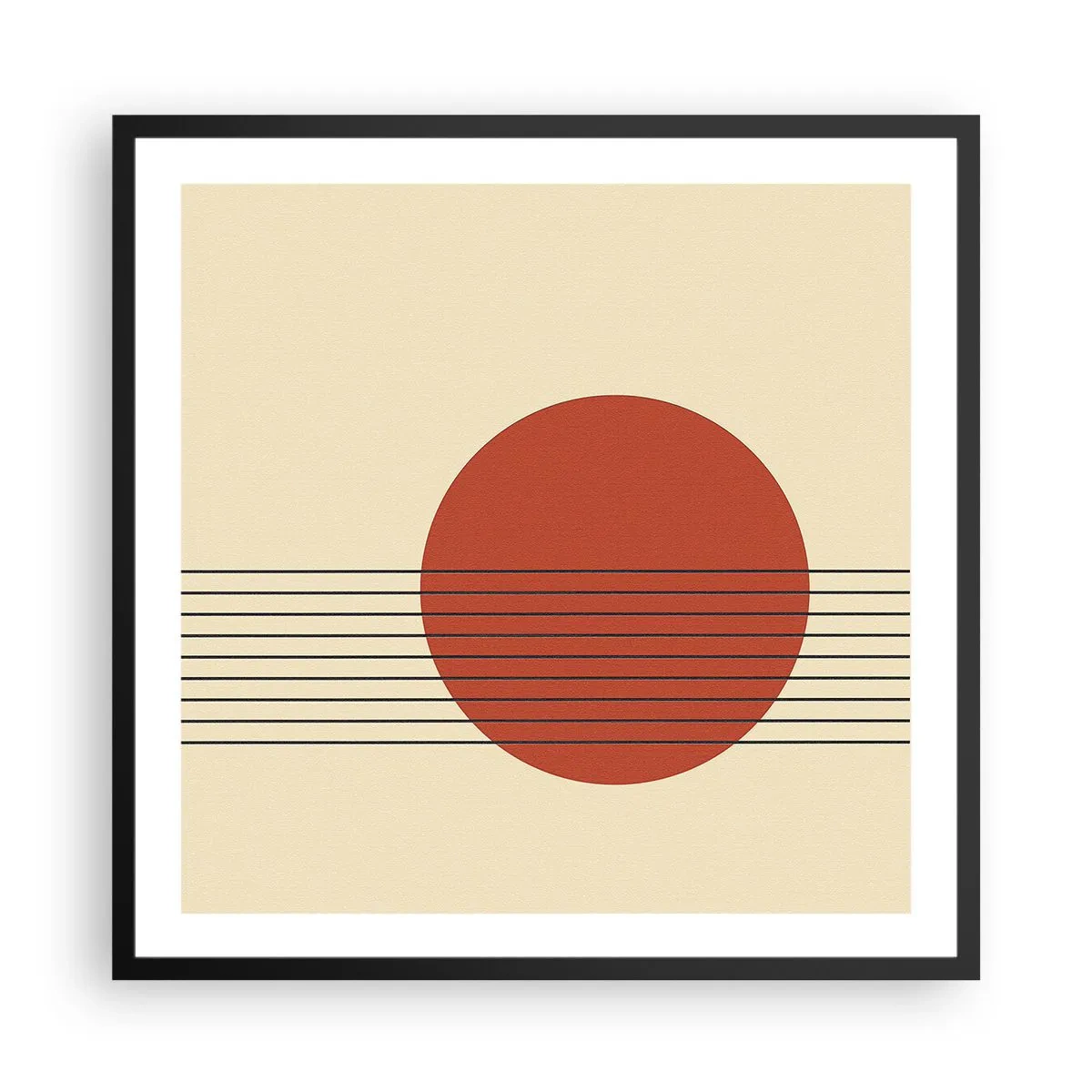 Affisch i svart ram - Cirkel och linjer - 60x60 cm