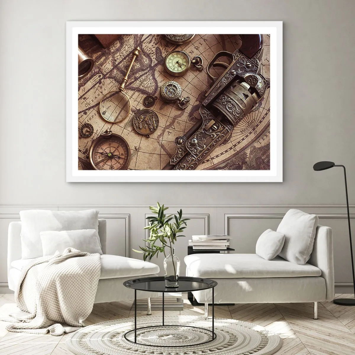 Affisch i vit ram - Äventyret kallar - 91x61 cm