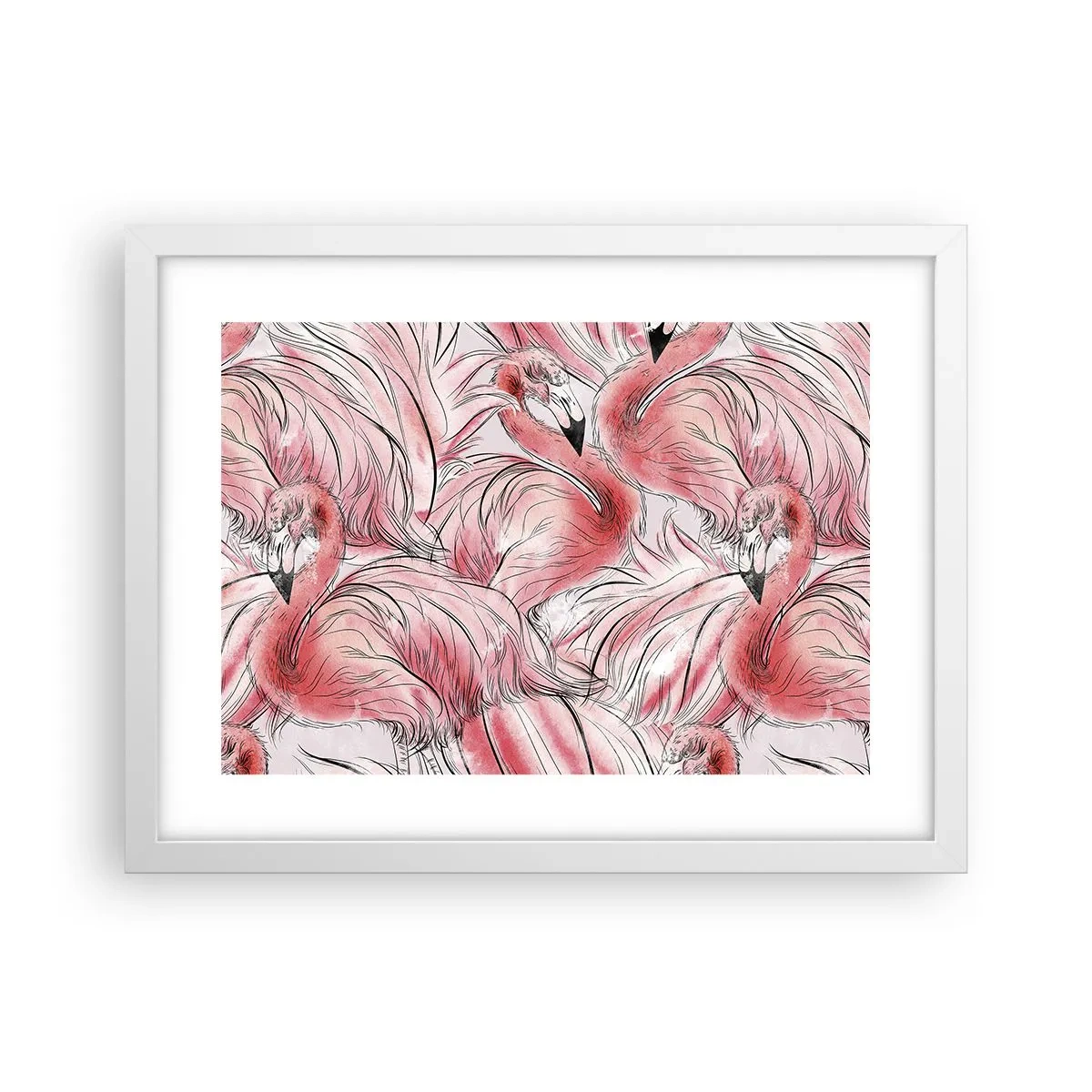 Affisch i vit ram - Fåglarnas corps de ballet - 40x30 cm