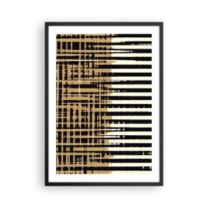 Affisch i svart ram - Geometriskt mönster med linjer och varma färger - 50x70cm - Arkitektonisk abstraktion - Modern väggdekoration för vardagsrum och sovrum ARTTOR