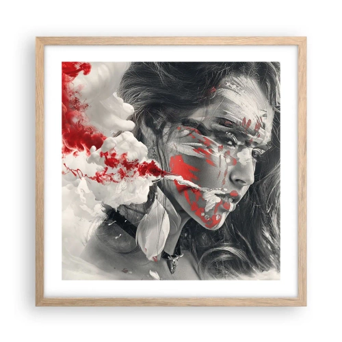 Affisch i ram av ljusek - Röd-vit absurdhet - 50x50 cm