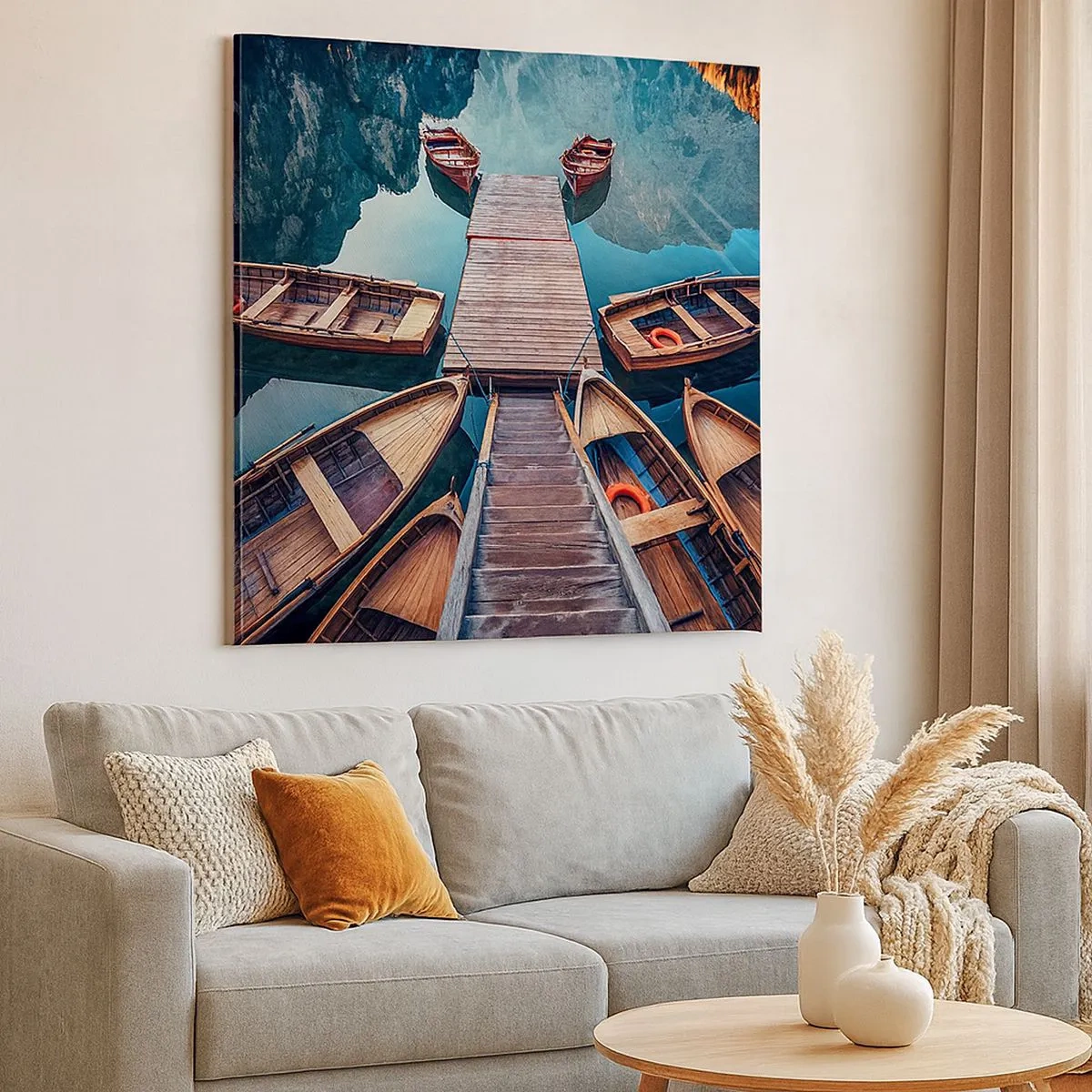 Canvastavla - Bild på duk - Jag väntar vid bryggan - 30x30 cm