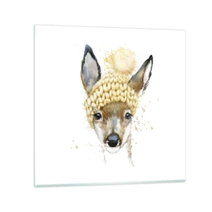 Glastavla - Bild på glas - För vinter i insnöad skog - 30x30 cm