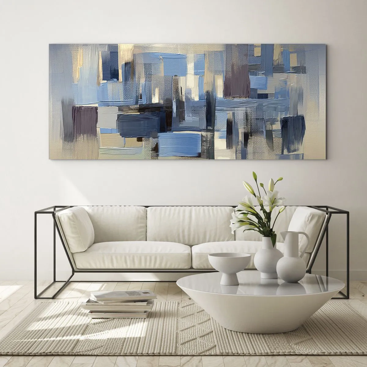 Glastavla - Bild på glas - Blå konstruktion - 160x50 cm
