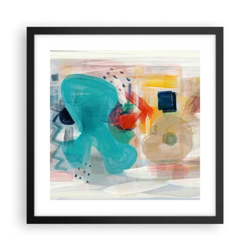 Affisch i svart ram - Ett färgglatt spel - 40x40 cm