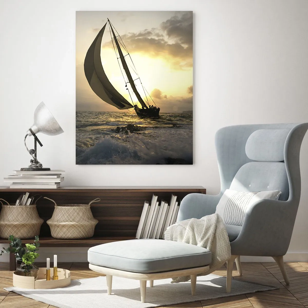 Glastavla - Bild på glas - Med och mot vinden - 50x70 cm