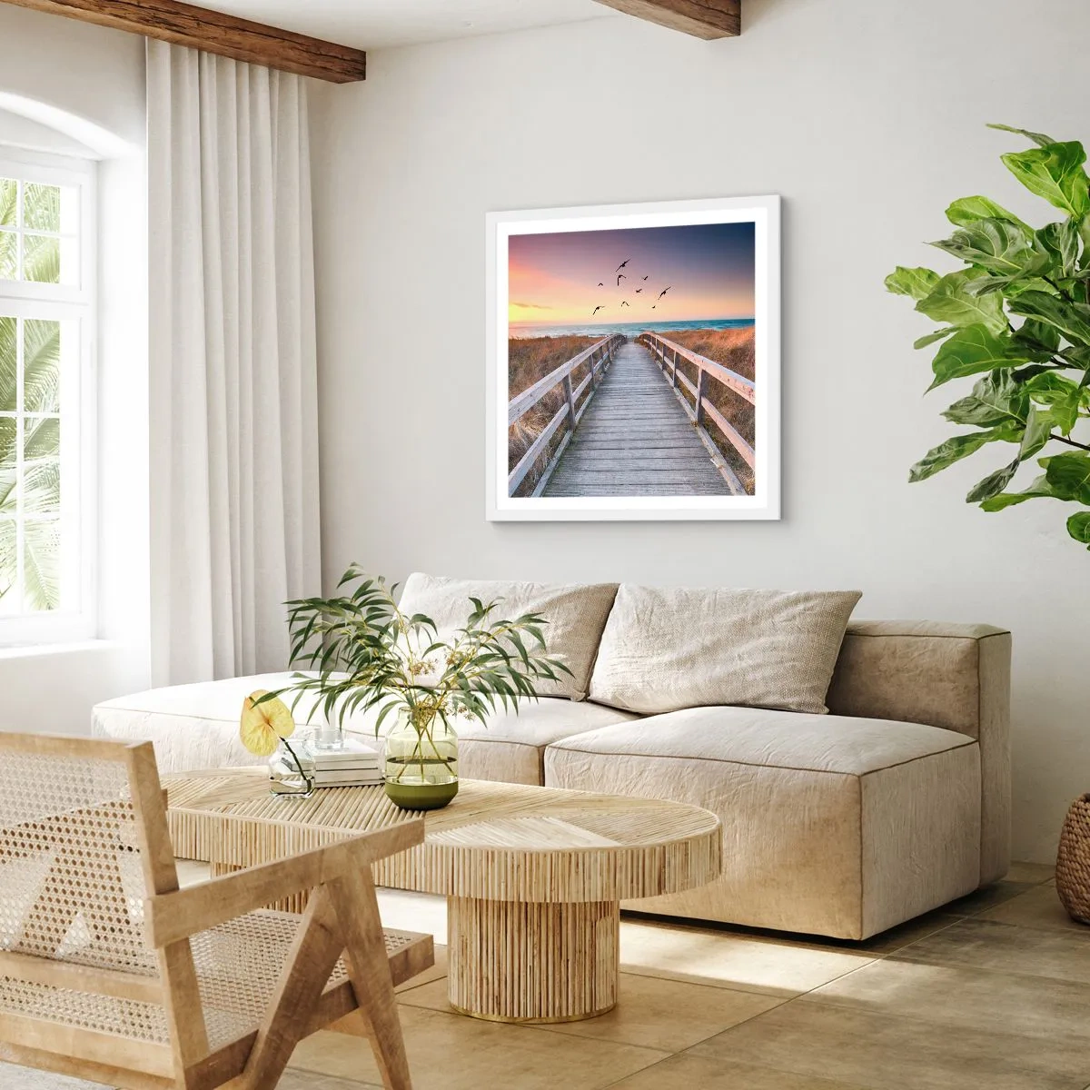 Affisch i vit ram - Startbana - 60x60 cm