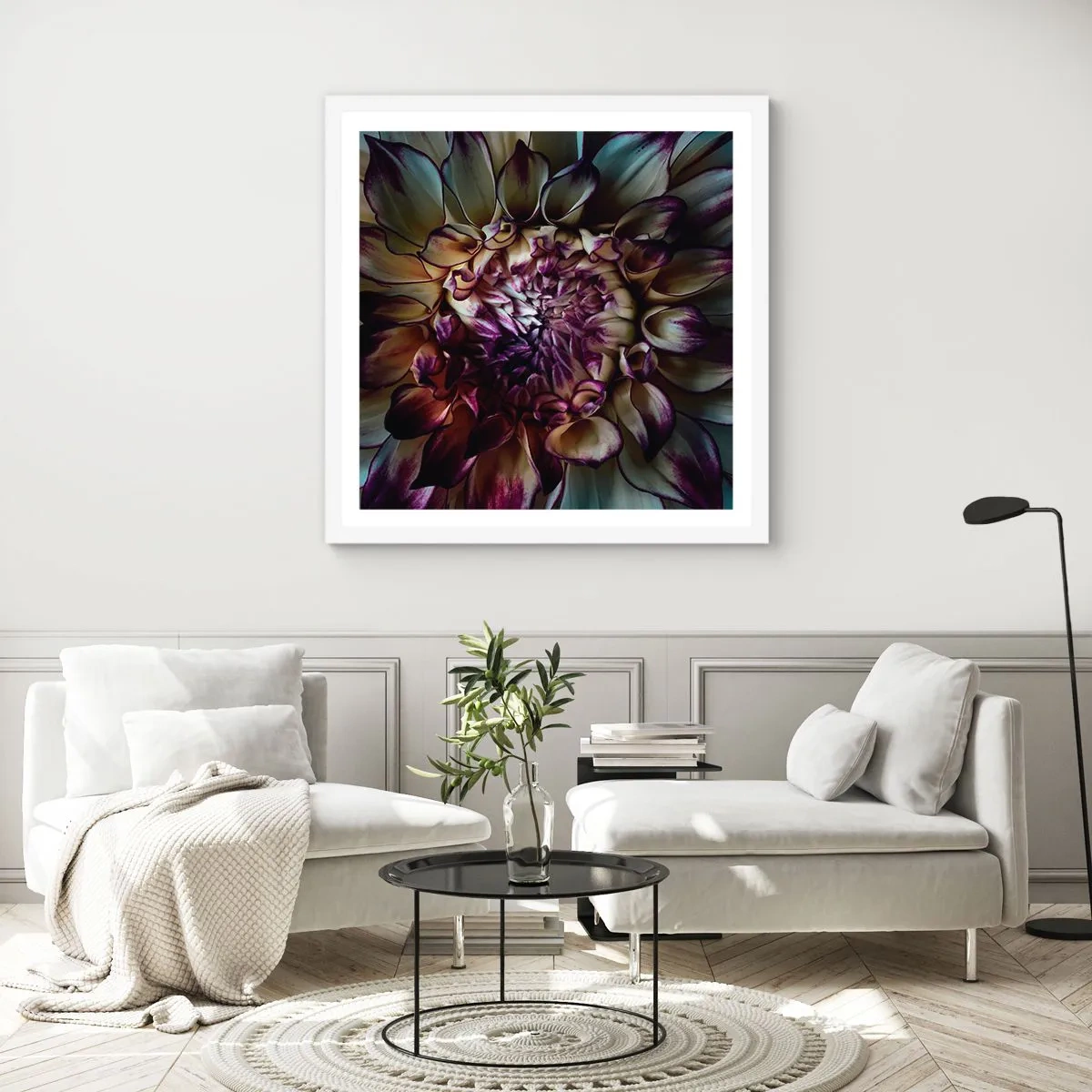 Affisch i vit ram - Blommande ungdom - 50x50 cm