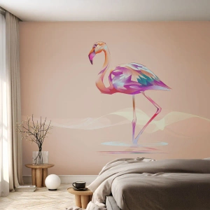 Självhäftande Fototapet Deluxe Sticker - Goda emotioners fågel - Flamingo, Fågel, Abstraktion - 300x210 cm