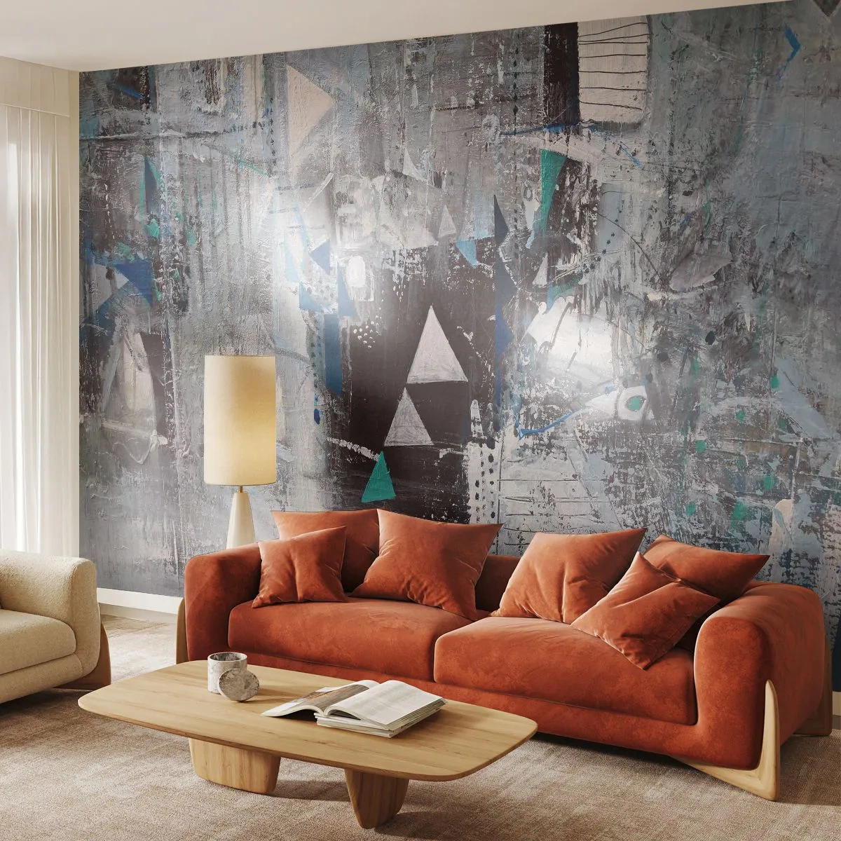 Självhäftande Fototapet Deluxe Sticker - Trianglarnas överordnade ordning - Abstraktion, Bit, Modernt mönster - 250x175 cm