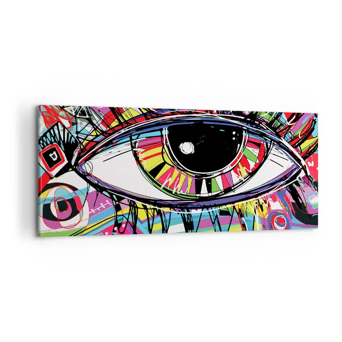Canvastavla - Bild på duk - Färgglatt öga - färgglad själ - 100x40 cm