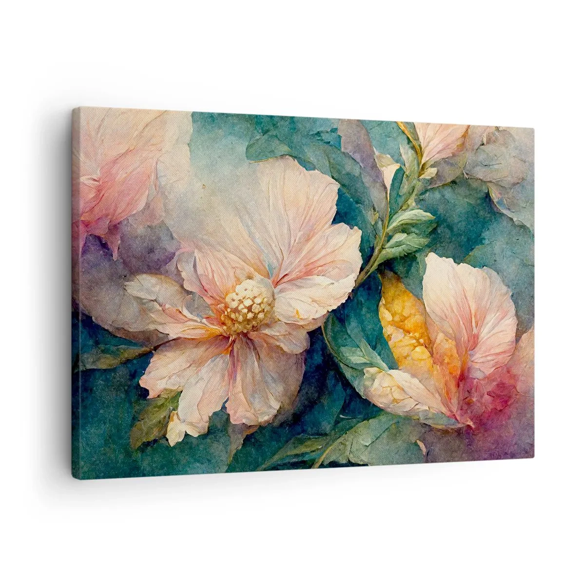 Canvastavla - Bild på duk - Fina blommor i pastellfärger - 70x50cm - Bara subtilitet - Modern väggdekoration för vardagsrum och sovrum ARTTOR