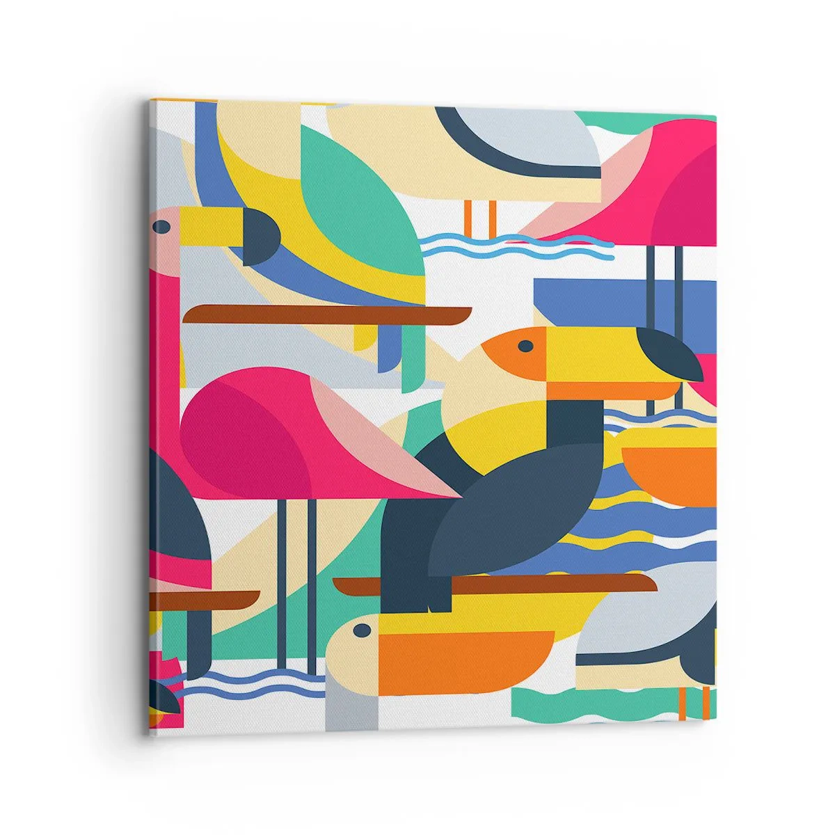 Canvastavla - Bild på duk - Fågelparty - 70x70 cm