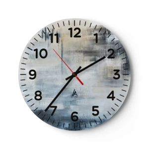 Väggklocka - Klocka på glas - Bakom en blå slöja - 40x40 cm