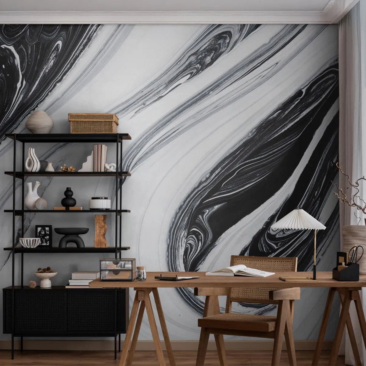 Fototapet Standard Eco - Motsatskombination - Måla, Bit, Modern - 350x256 cm