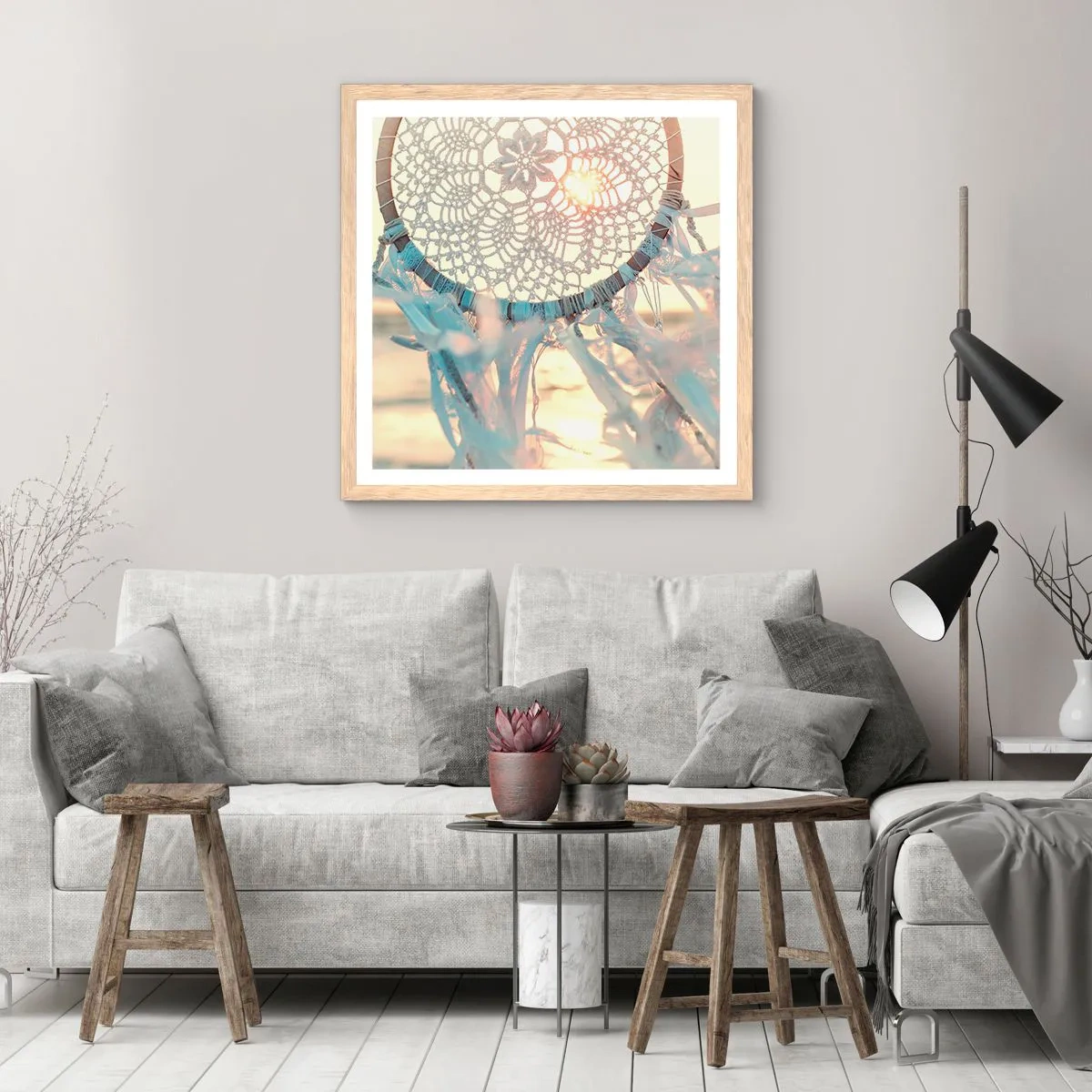 Affisch i ram av ljusek - Spetstotem - 40x40 cm
