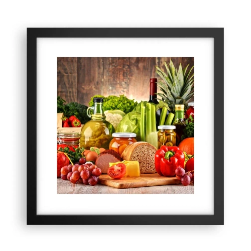 Affisch i svart ram - Rökt, ugnstekt, marinerad - 30x30 cm