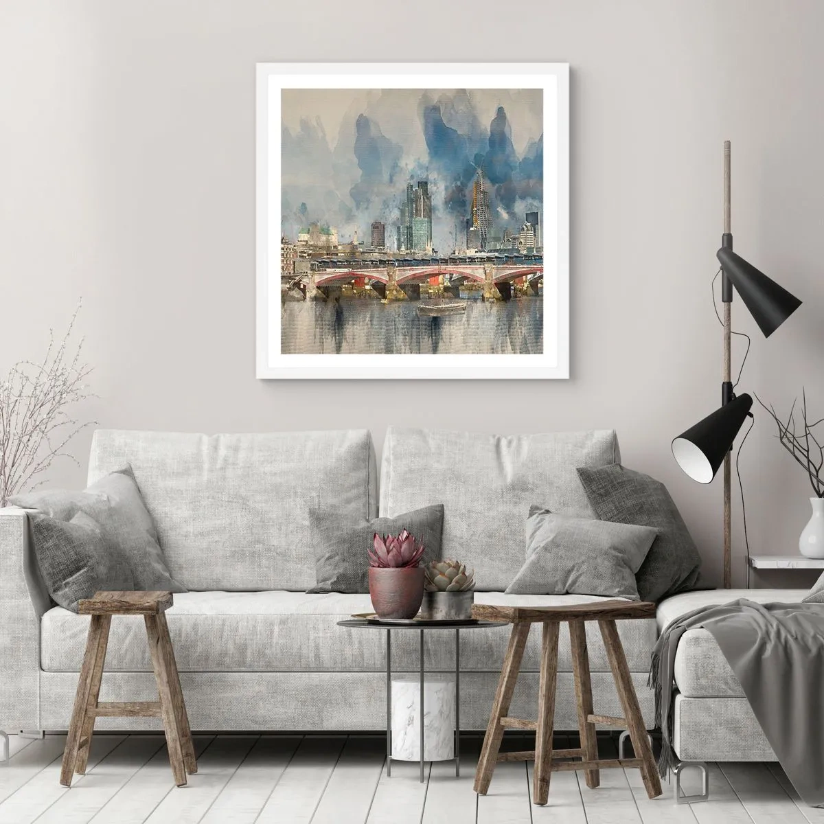 Affisch i vit ram - London i hela sin prakt - 30x30 cm