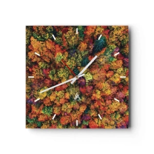Väggklocka - Klocka på glas - Höstträdens bukett - 30x30 cm