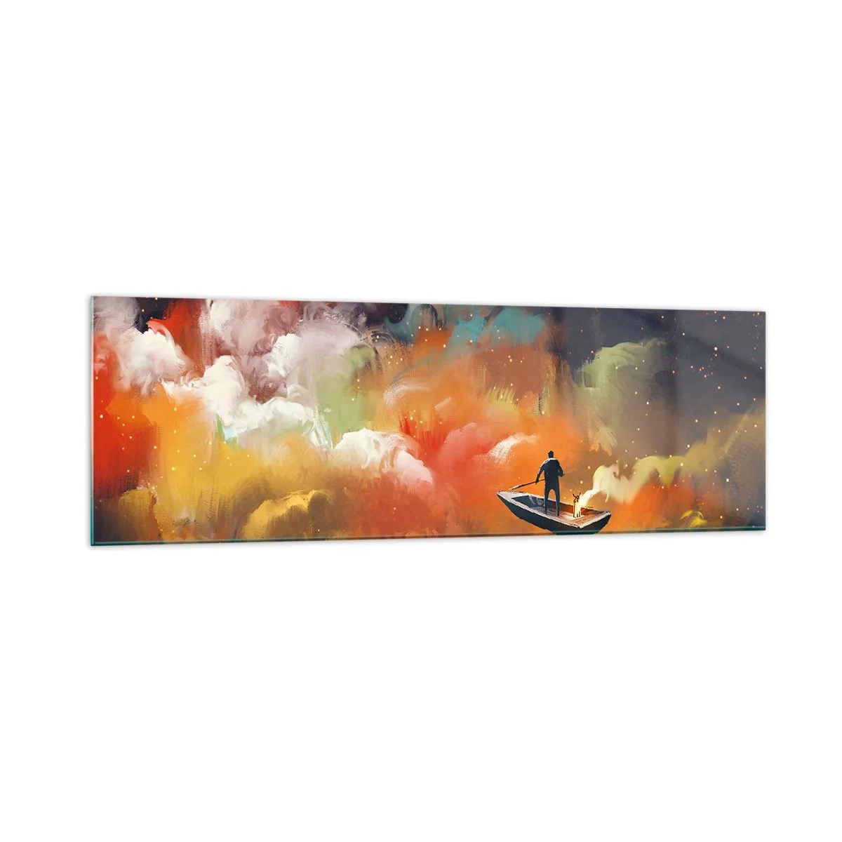 Glastavla - Bild på glas - I båten genom galaxen - 160x50 cm