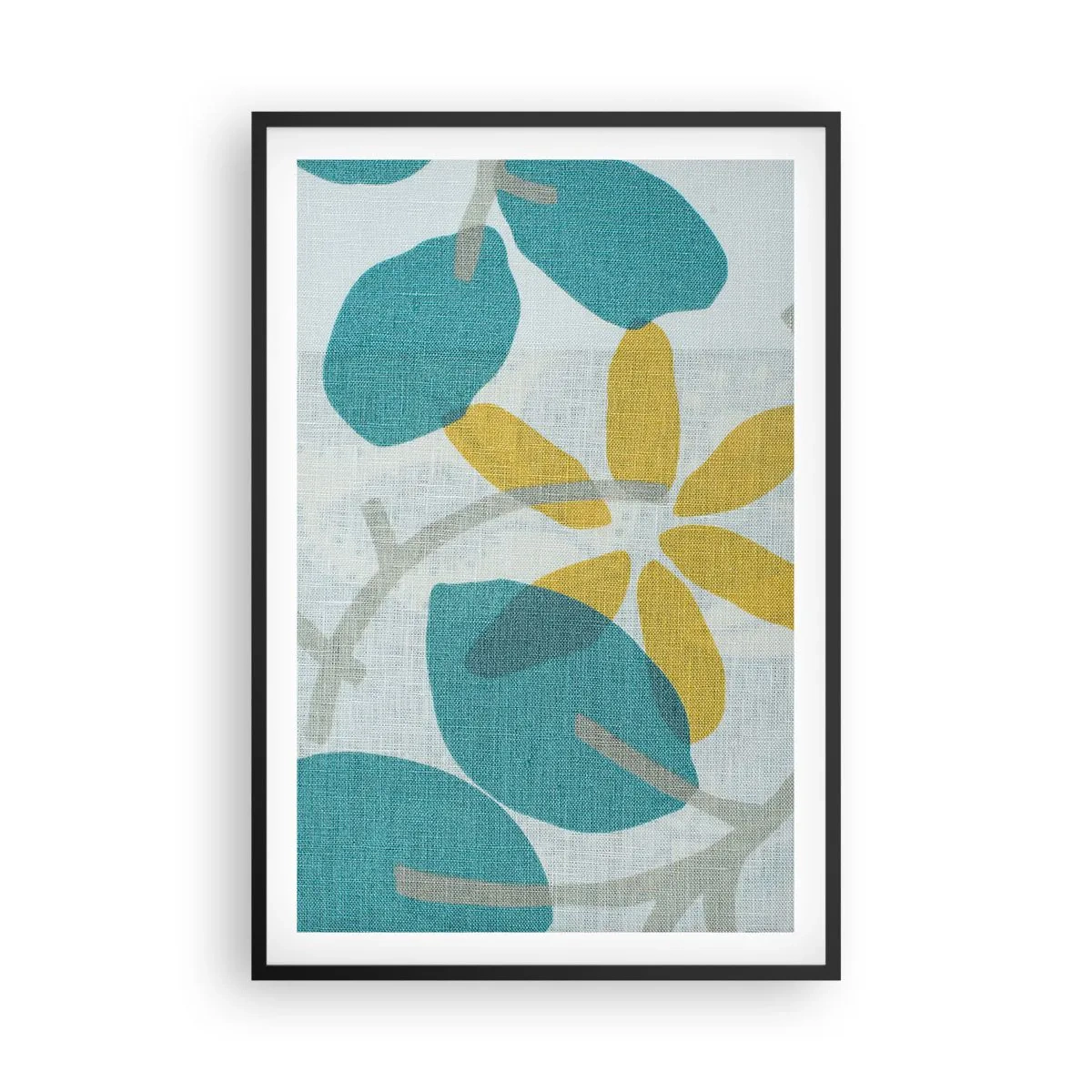Affisch i svart ram - Bland azurblå blad - 61x91 cm