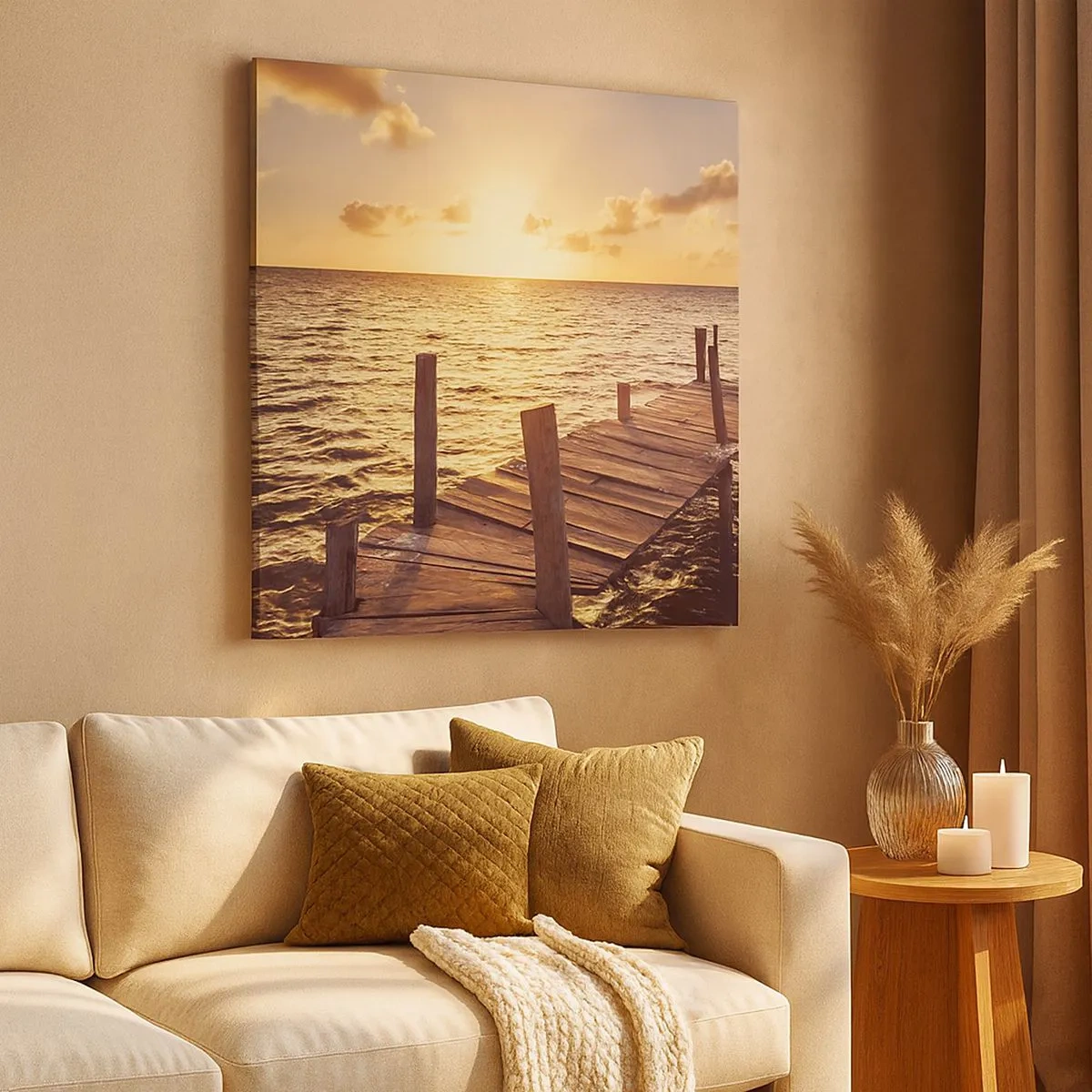 Canvastavla - Bild på duk - Gyllene mildhetslandskap - 30x30 cm