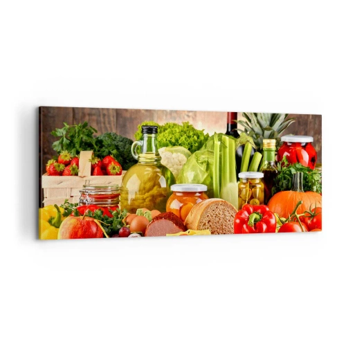 Canvastavla - Bild på duk - Rökt, ugnstekt, marinerad - 100x40 cm