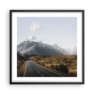 Affisch i svart ram - Väg till fjällens hjärta - 50x50 cm