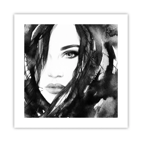 Affisch - En damportätt i svart och vit - 40x40 cm