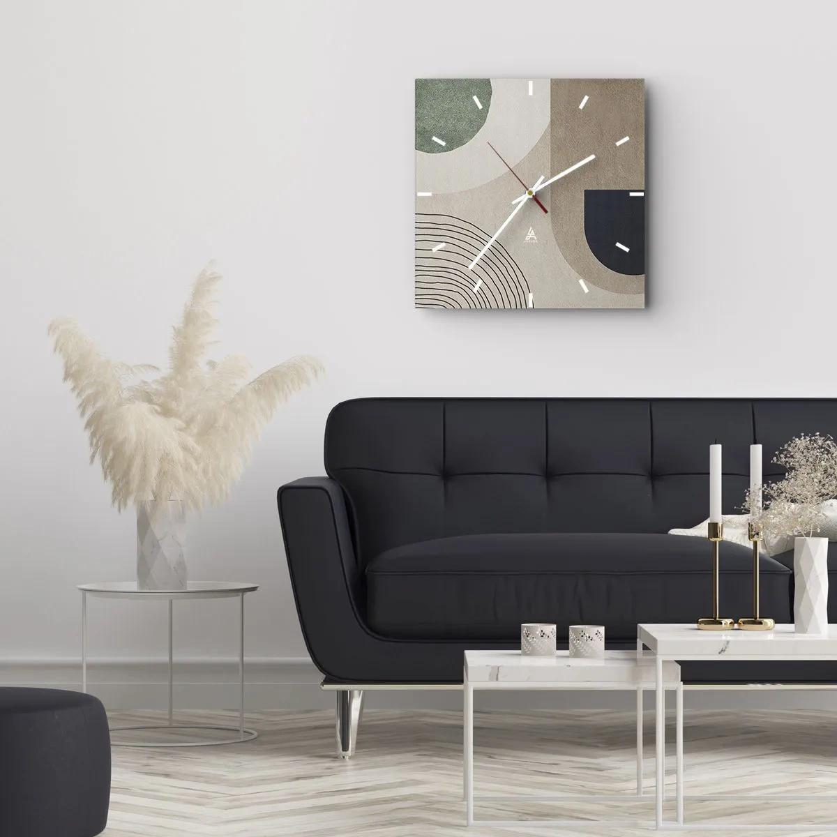 Väggklocka - Klocka på glas - Ovalens mjukhet - 30x30 cm