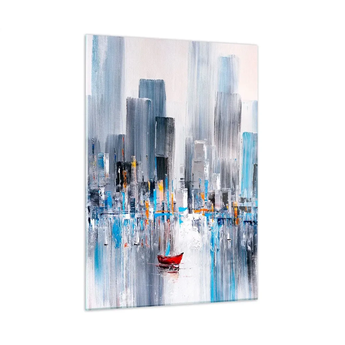 Glastavla - Bild på glas - Metropolis vid bukten - 50x70 cm
